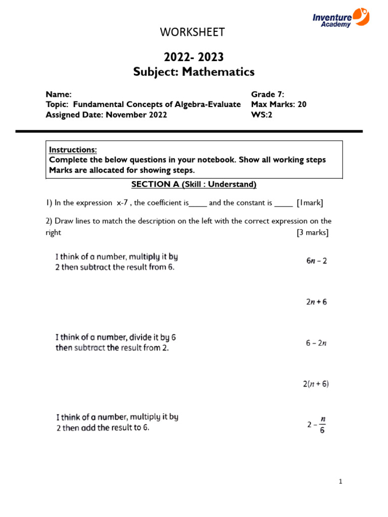 Afl fundamental concepts of algebra gr 7 download free pdf length