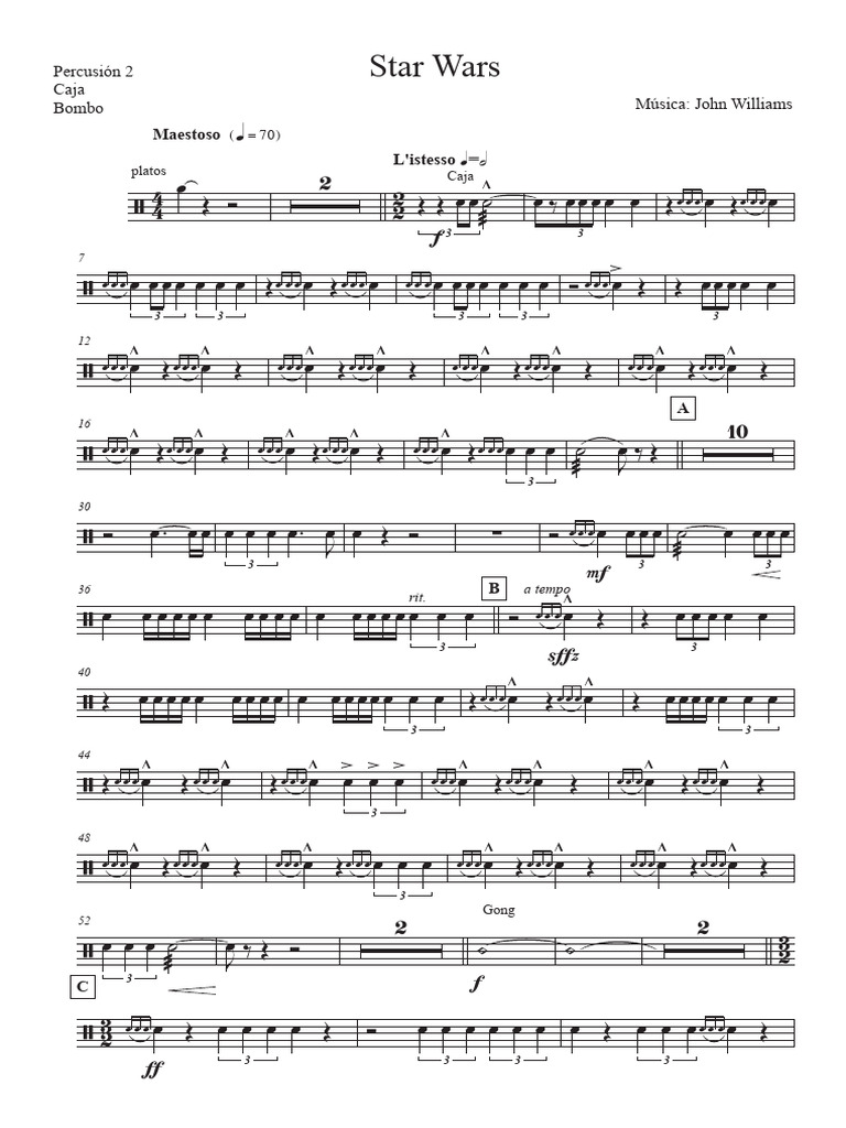 26 - Star Wars 2 Percusión 2 - Score | PDF | Musical Notation | Poetics