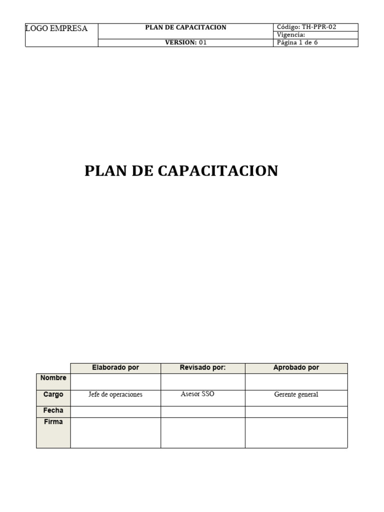 Ejemplo de Plan de Capacitación Empresarial | PDF | Tecnología