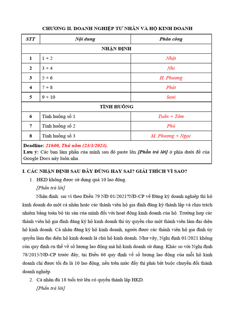 Chương Ii. DNTN & HKD | PDF