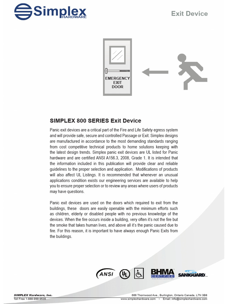 Simplex Panic Exit Devices Overview | PDF | Door