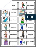 Daily Routines Vocabulary Esl Printable Dominoes Game For Kids