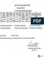 Date Sheet Internal Exams Annual 2024 District Education Office (Male) Mirpur