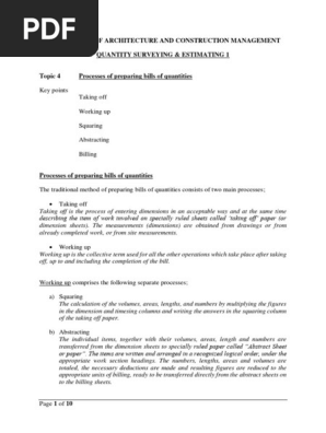 Topic 4 Processes of preparing BOQ