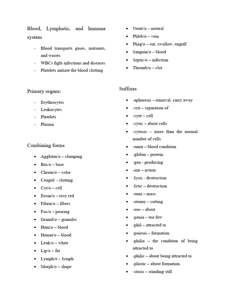 Blood, Lymphatic, and Immune System | PDF | Lymphatic System | Anemia