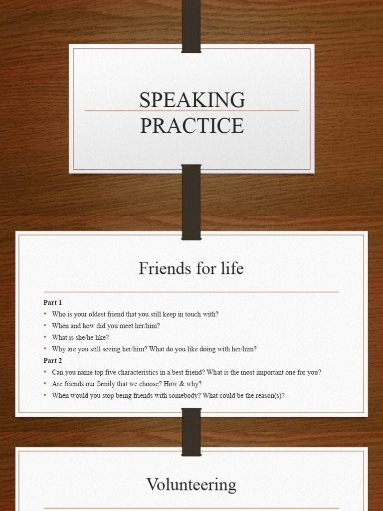 Speaking Practice | PDF | Self-Improvement