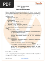 Neet Units and Measurements Revision Notes