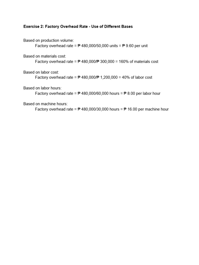 Factory Overhead Rate Calculations | PDF