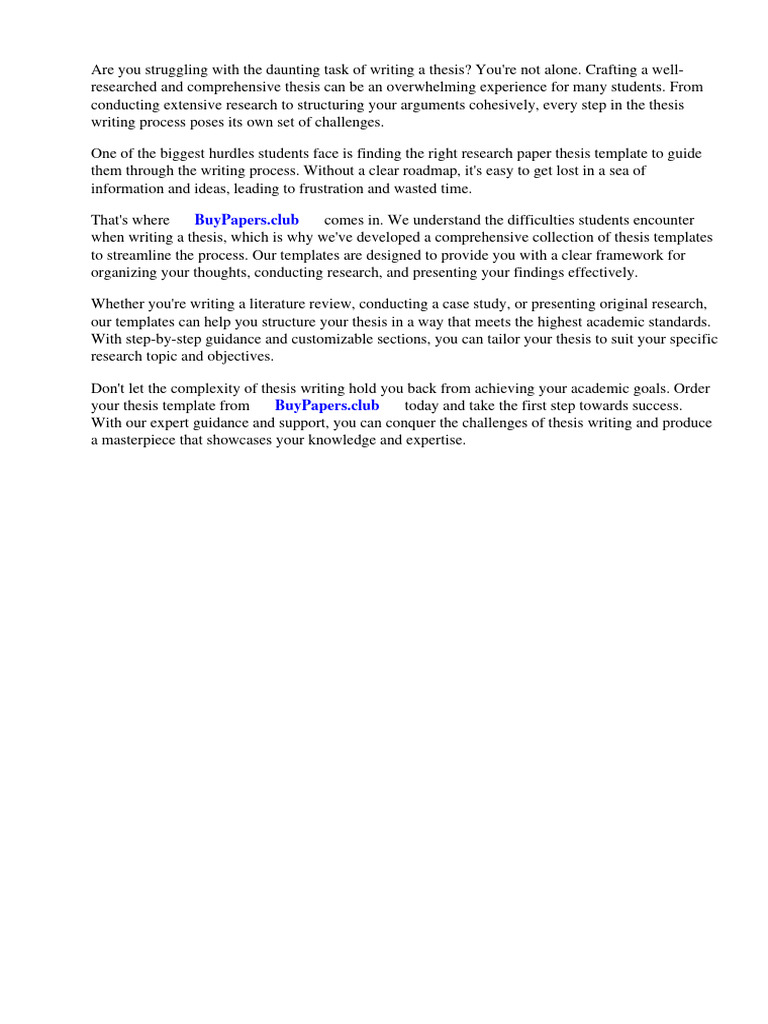 Research Paper Thesis Template PDF Thesis Essays
