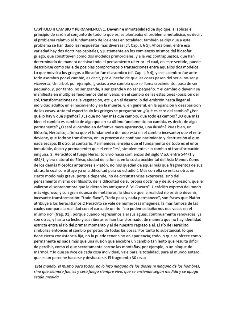 Capítulo Ii Cambio y Permanencia 1 | PDF | Razón | Pensamiento