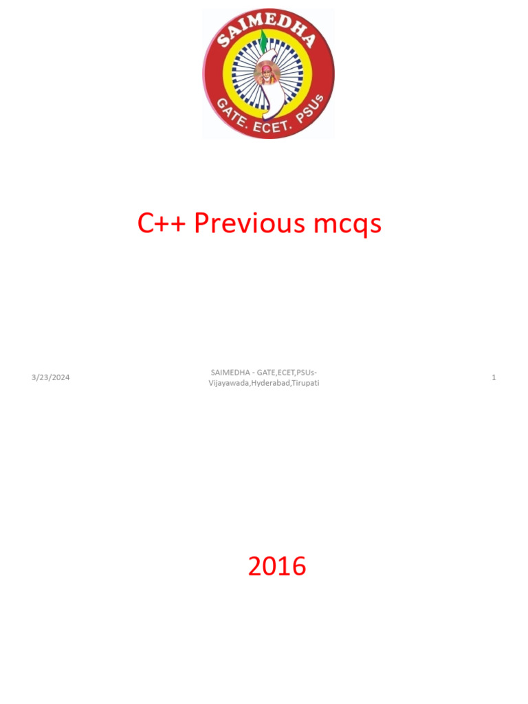 Prev MCQS-C++ | PDF