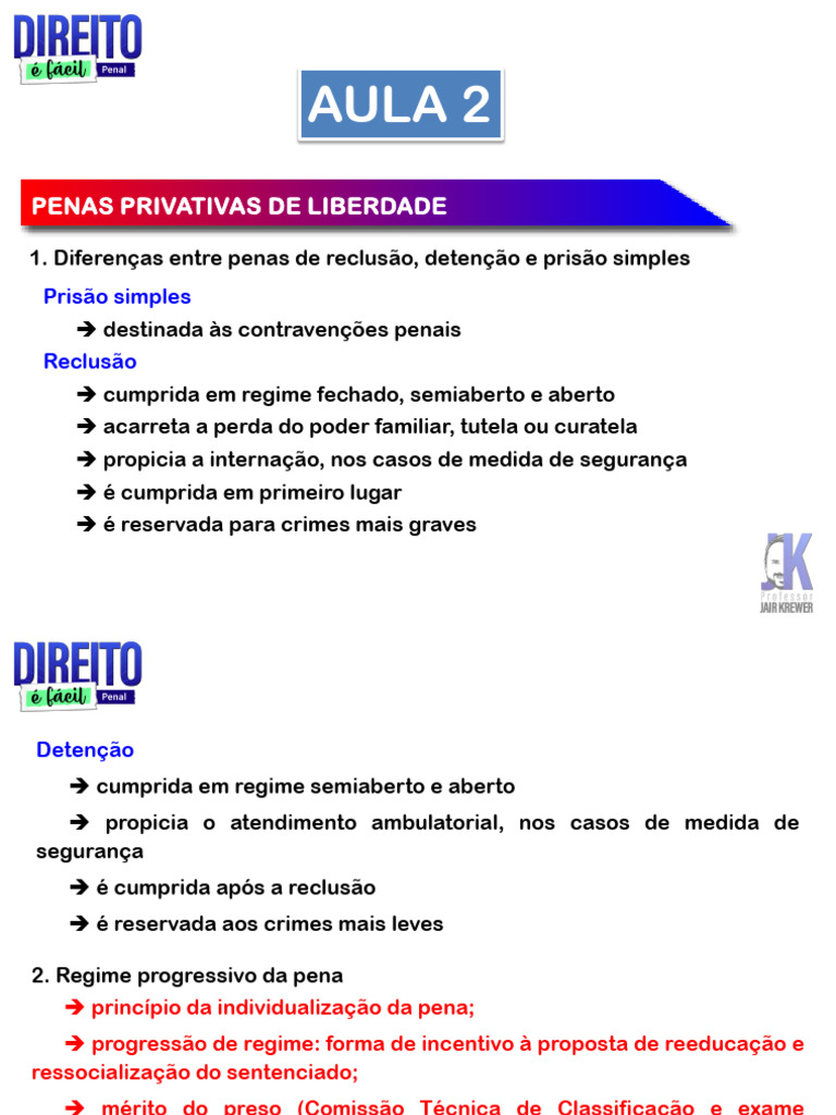 Diferenças entre Reclusão, Detenção e Prisão | PDF