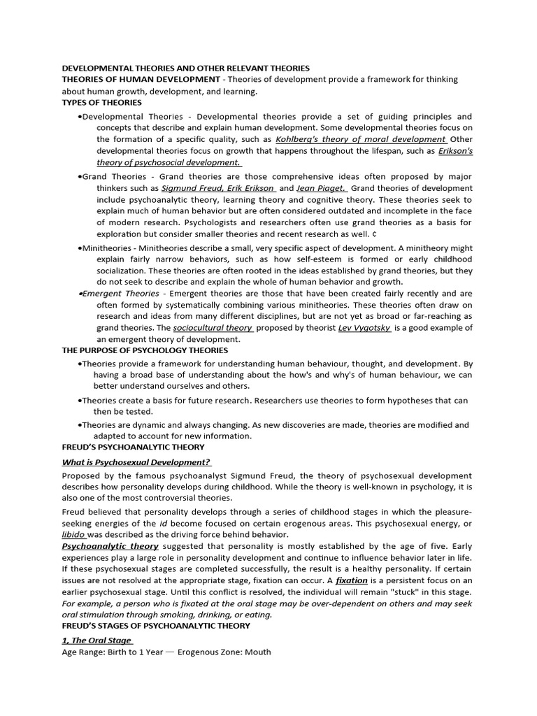 Developmental Theories and Other Relevant Theories | PDF | Id ...