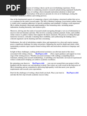 Research Paper Example Mla Outline