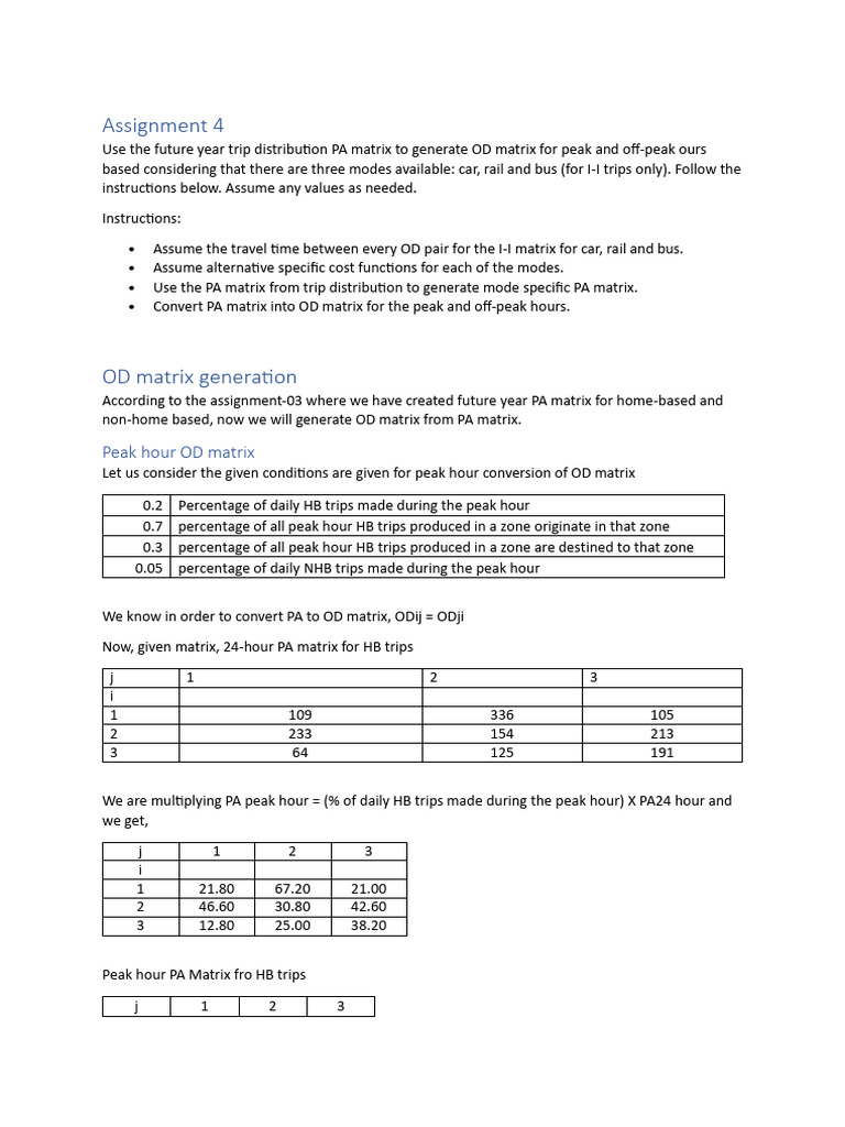 OD Matrix Generation for Trip Distribution | PDF | Applied Mathematics