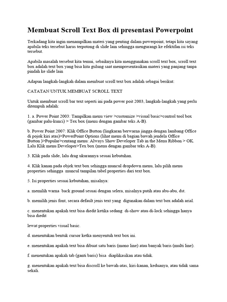 Cara Membuat Scroll Text Box PowerPoint | PDF | Karier & Perkembangan ...