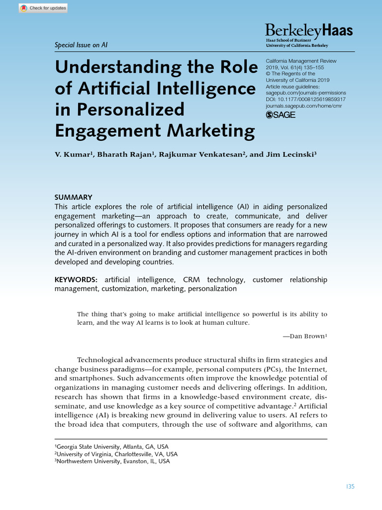 AI in Personalized Engagement Marketing | PDF | Artificial Intelligence ...