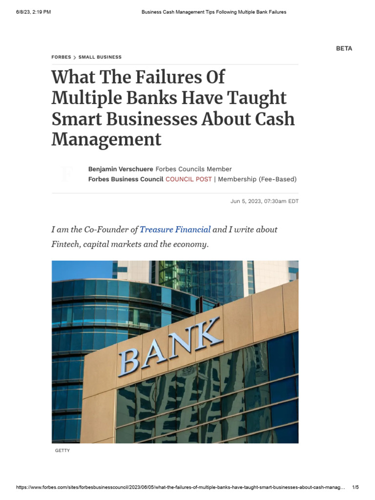 Business Cash Management Tips Following Multiple Bank Failures | PDF ...