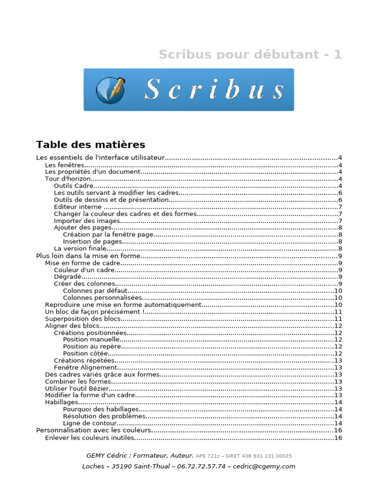 Aide Memoire Scribus | PDF | Mise en page | Bouton (informatique)