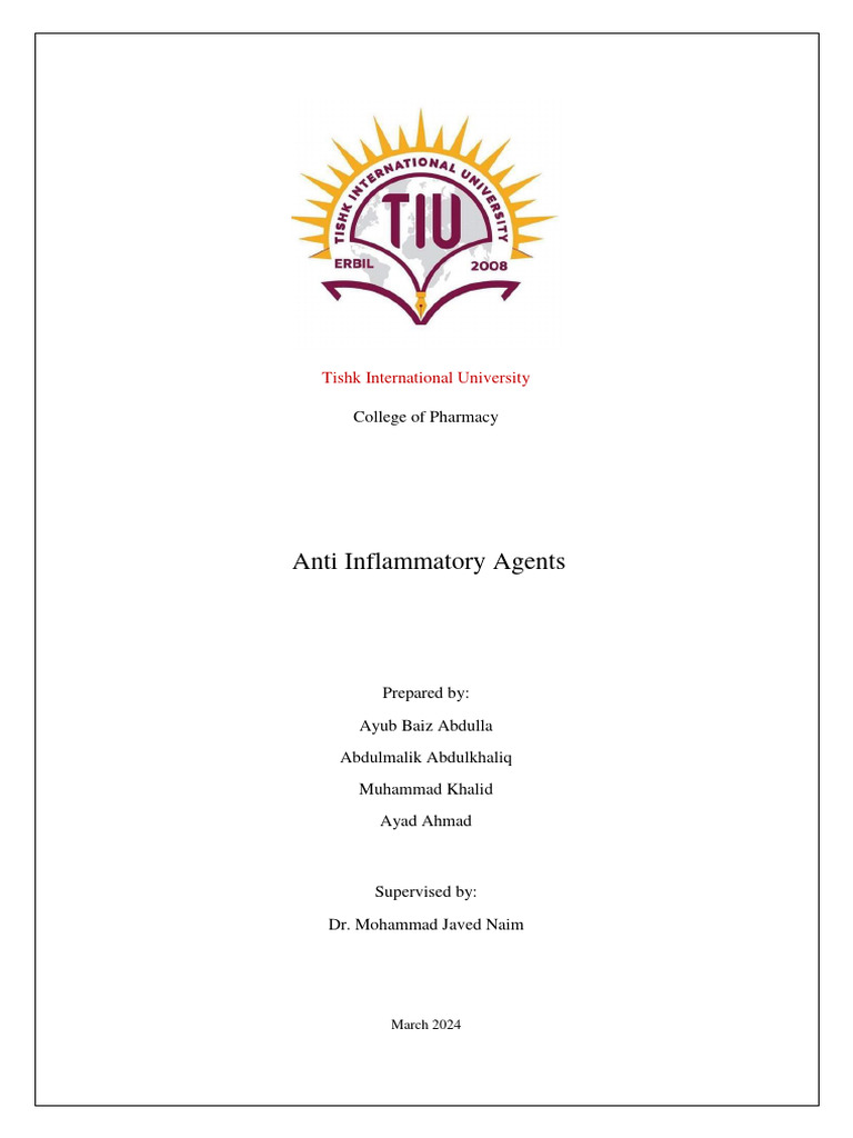 Anti inflammatory agents tishk international university pdf