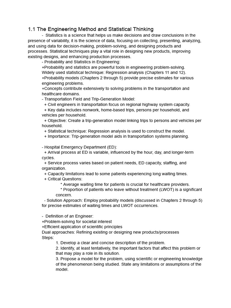 Engineering Statistics and Probability Models | PDF | Experiment ...