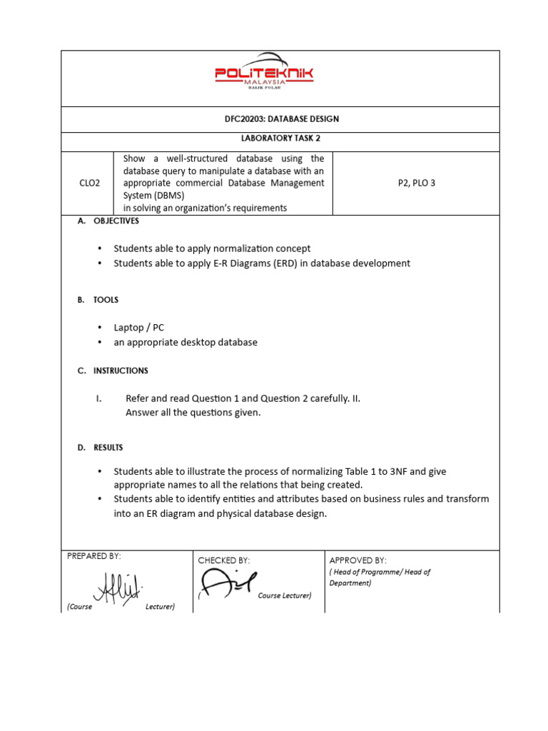 Dfc20203 Sesi 2 23 - 24 Lab Task 2 Signed | PDF | Information ...