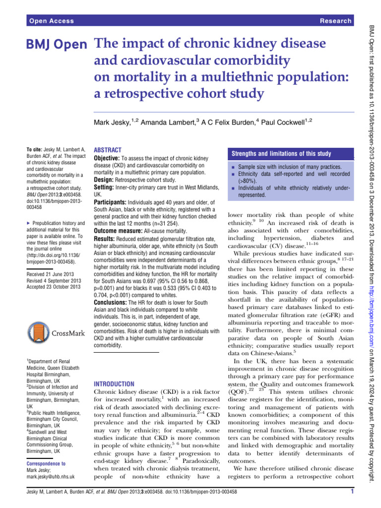 The Impact of Chronic Kidney Disease and Cardiovascular Comorbidity On ...