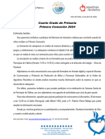 Carta para Padres Catequesis 21-3-2024 San Agustín Comunicación Primera Comunión 2024 - Cuarto