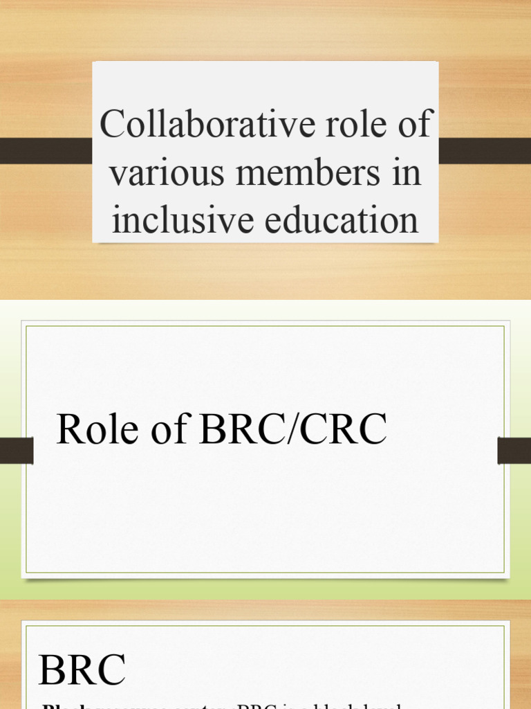 Collaborative Role of Various Members in Inclusive Education | PDF ...