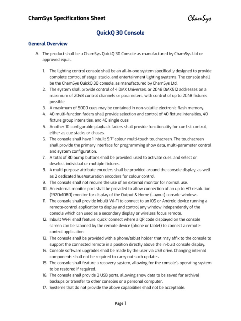 Quickq 30 Spec Pdf Command Line Interface Usb