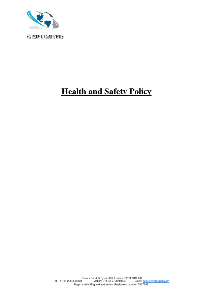 POLICY - Health and Safety (Rev3) | PDF | Occupational Safety And ...