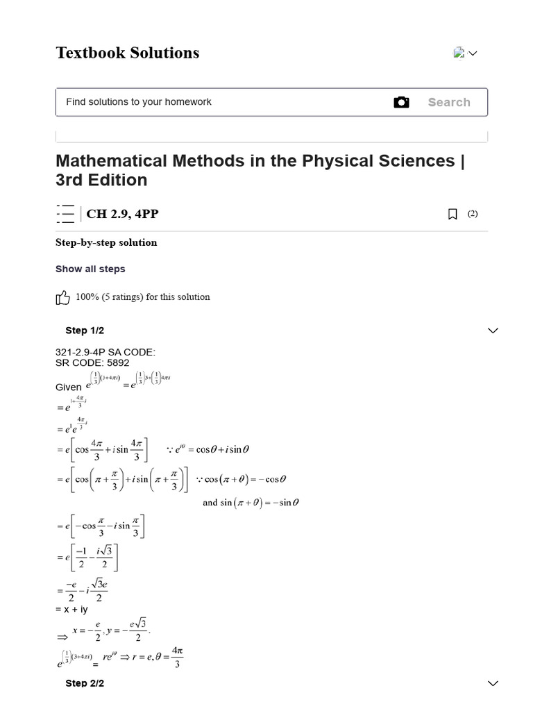 Chegg - CH 2.9, 4PP Mathematical Methods in The Physical Sciences 3rd ...