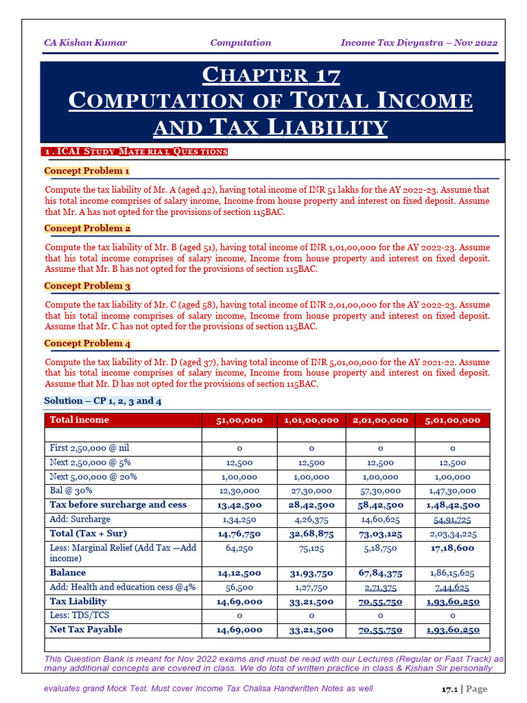Income Tax Divyastra CH 17 Computation of Total Income R 1 | PDF ...