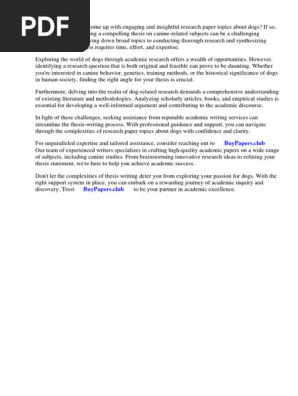 Research Paper Topics About Dogs