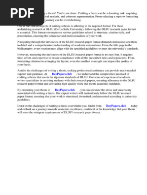 Dlsu Research Paper Format