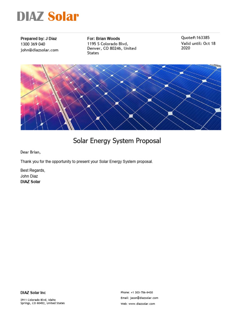 Solar Energy System ROI Proposal | PDF | Solar Power | Payments