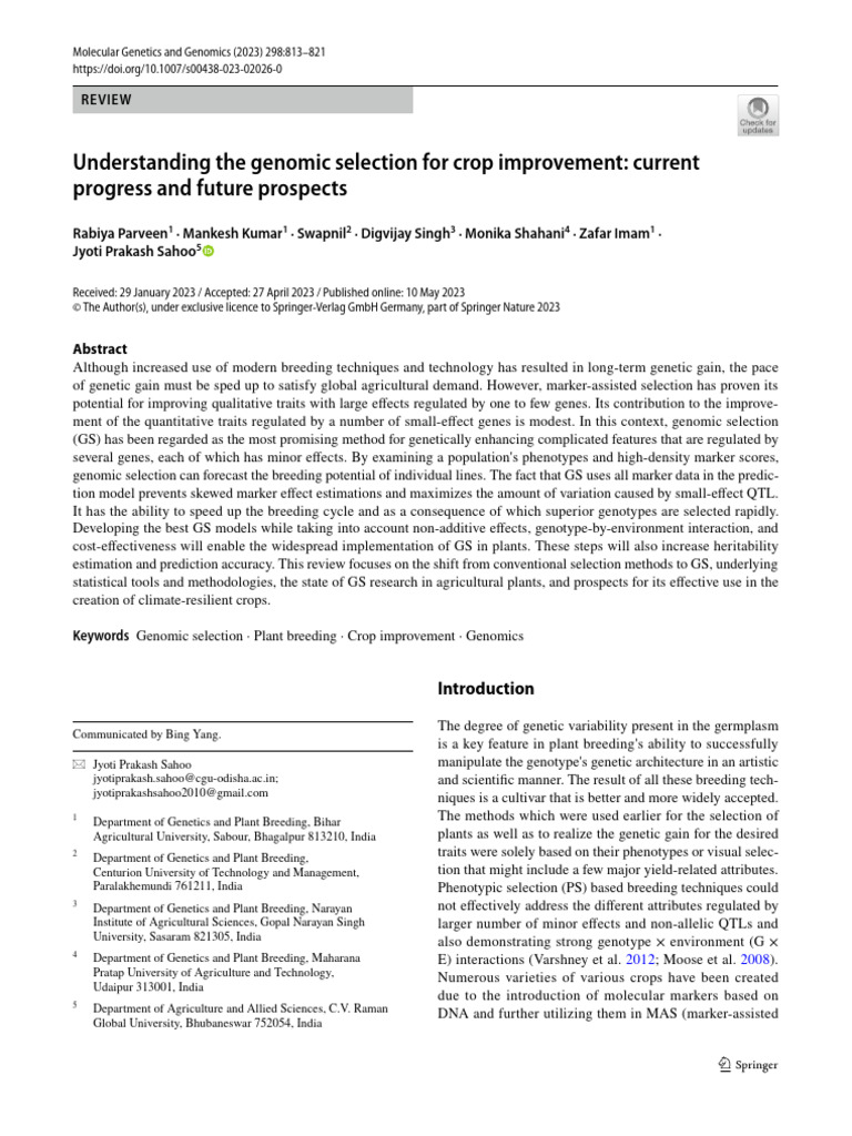 understanding-the-genomic-selection-for-crop-improvement-current