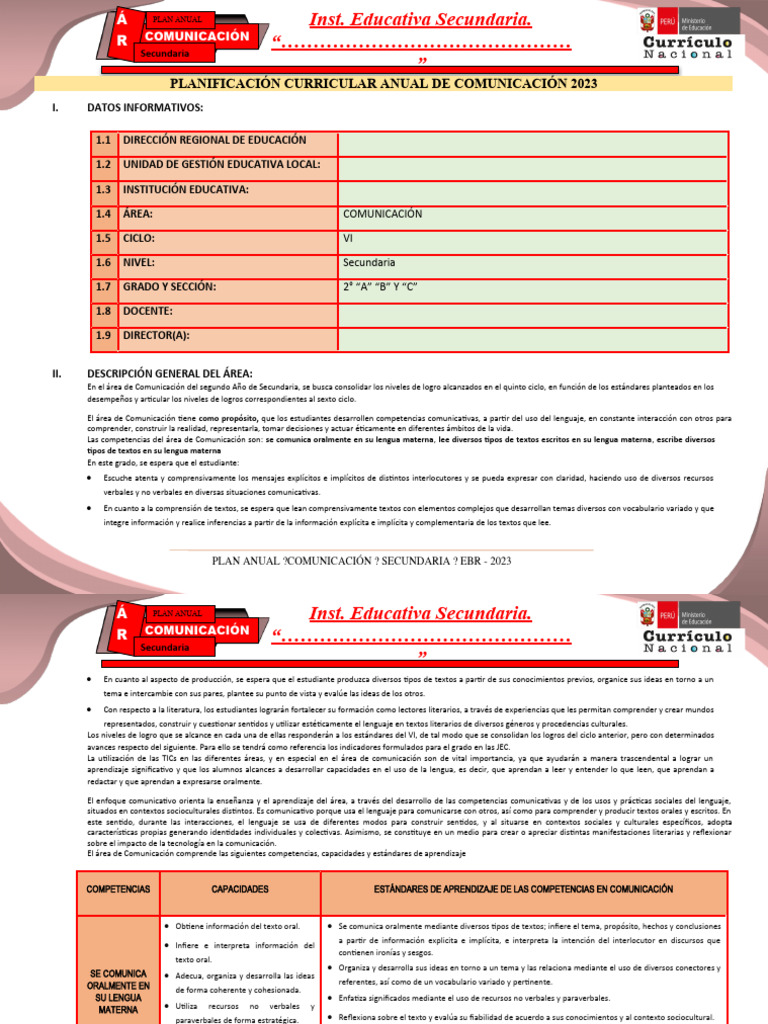 P.A Comunicacion 2º - 2023 | PDF | Comunicación | Aprendizaje