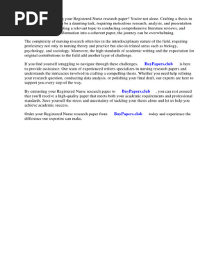 Registered Nurse Research Paper