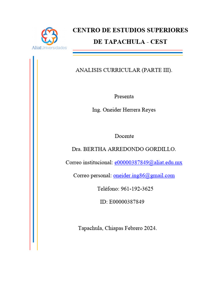 Analisis Curricular Parte Iii Pdf Plan De Estudios Matemáticas