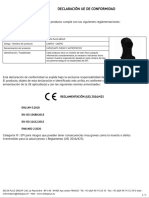 Declaración Ue de Conformidad: EN1149-5:2018 EN ISO 13688:2013 EN ISO 11612:2015 EN61482-2:2020