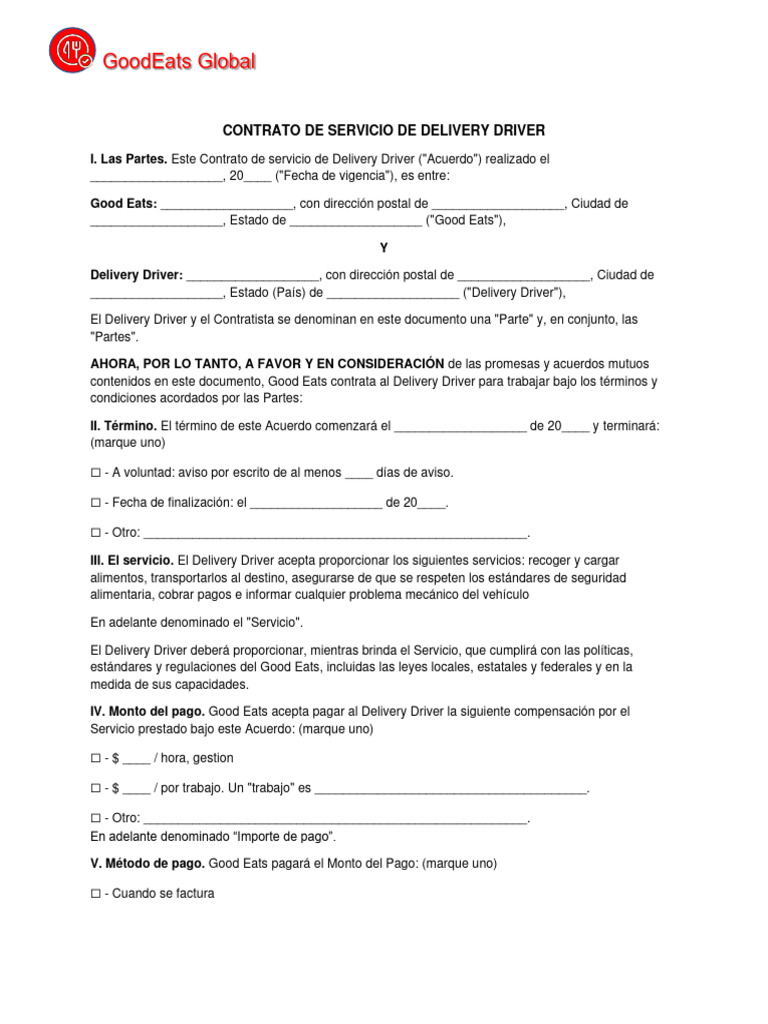 Contrato de Conductor de Reparto | PDF | Administración de Seguridad y ...
