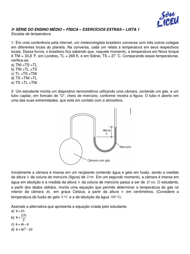 Escalas de Temperatura e Conversões | PDF | Temperatura | Celsius