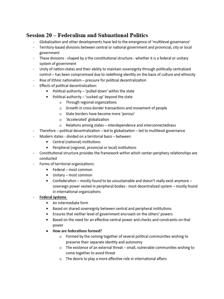 Federalism and Multilevel Governance Insights | PDF | European Union ...