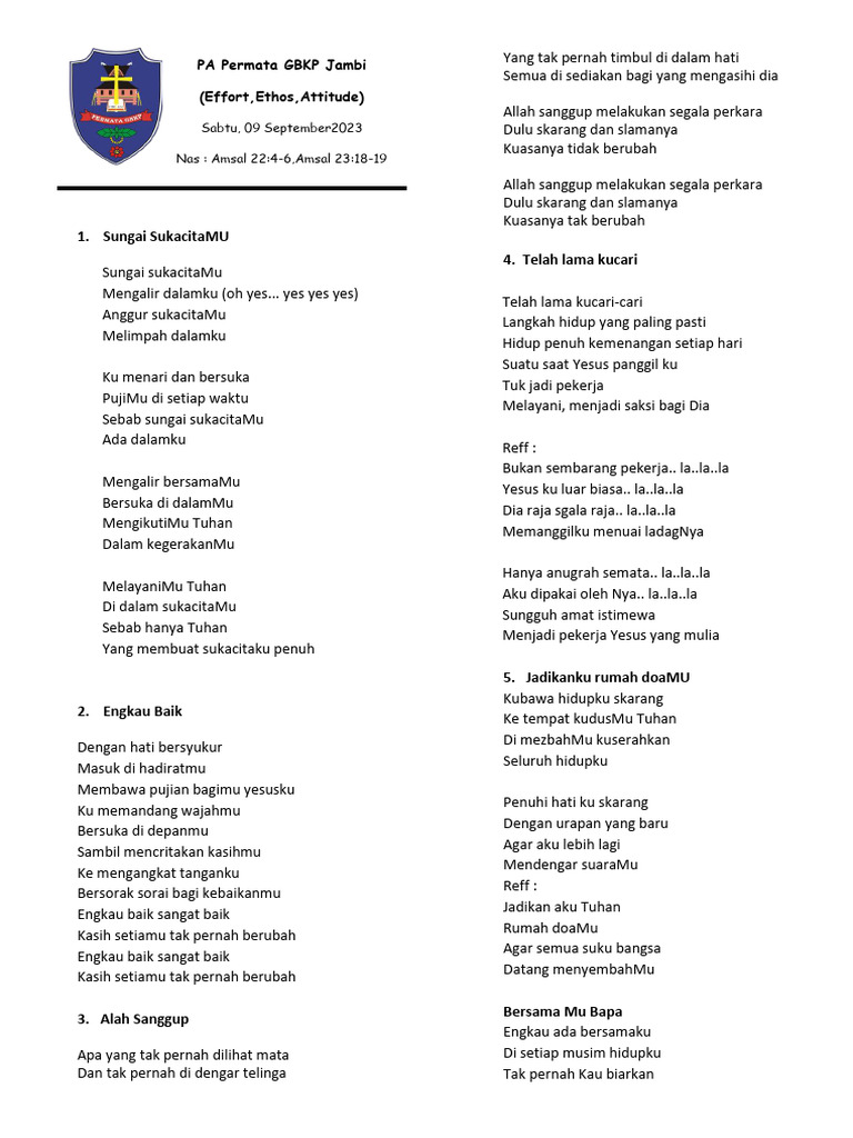 Lirik Lagu Rohani Kristen Terpopuler | PDF