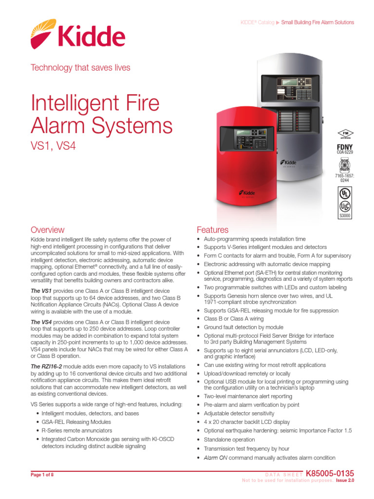 K85005-0135 - VS Series Intelligent Fire Alarm Systems | PDF ...