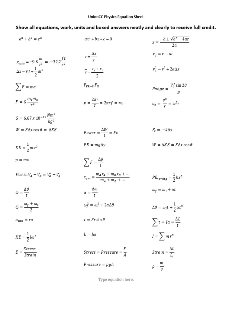 Essential Physics Equations Guide | PDF