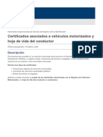 Certificados Asociados A Vehículos Motorizados y Hoja de Vida Del Conductor