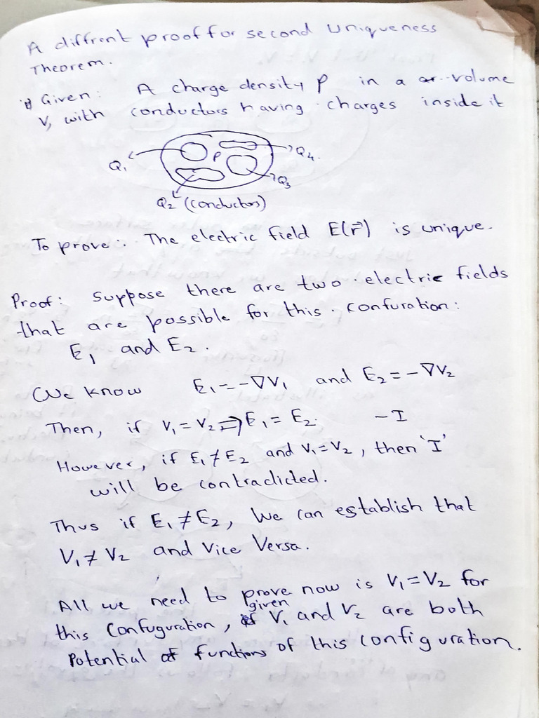 Proof For Second Uniqueness Theorem Pdf