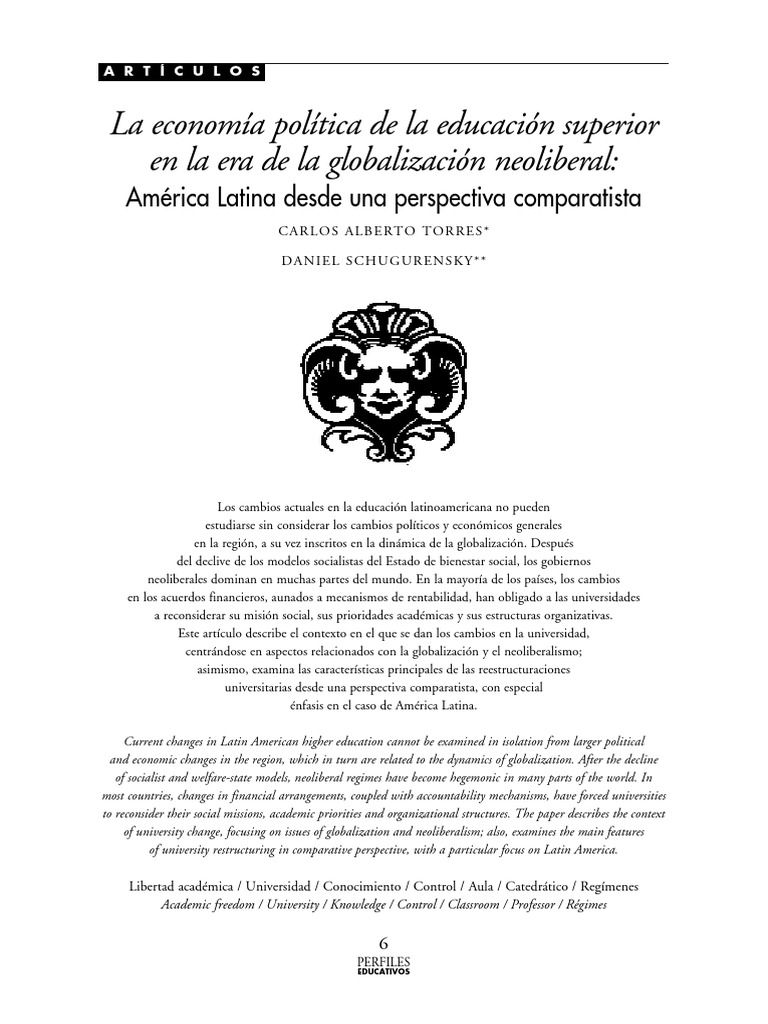Torres c a schugurensky d la econom a pol tica de la educaci n